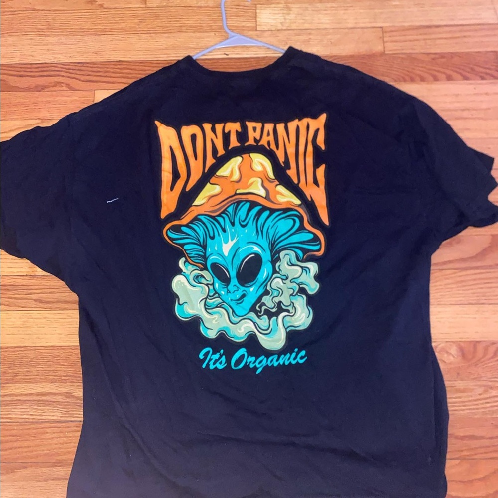 Black Graphic Tee with Alien Design